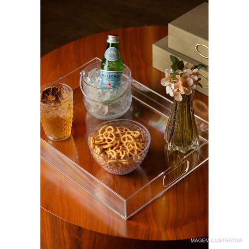 Bandeja Aria Acrílica Paramount 44x32x6 cm com Alça