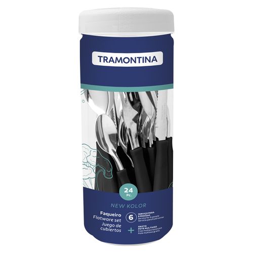 Faqueiro New Kolor Tramontina Preto com 24 Peças