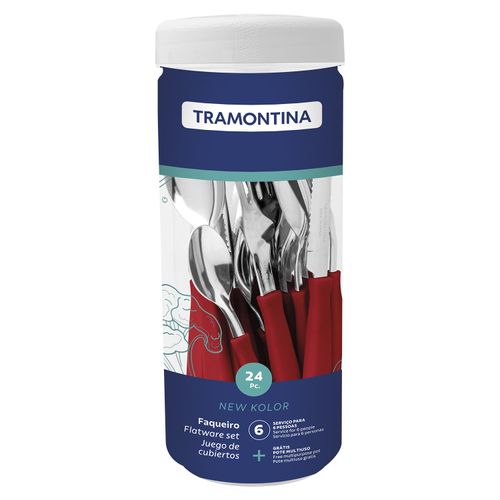 Faqueiro New Kolor Tramontina Vermelho com 24 Peças