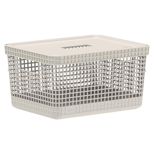 Cesto Organizador Grid OU com Tampa 8 Litros Bege
