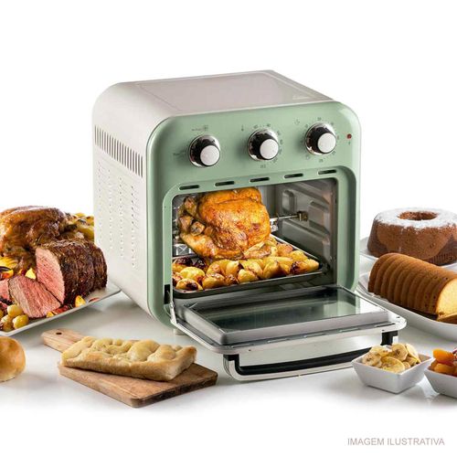 Fritadeira Forno Air Fryer Vintage Verde 16 Litros Verde 127v
