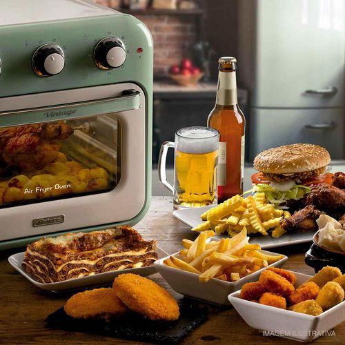 Fritadeira Forno Air Fryer Vintage Verde 16 Litros Verde 220v