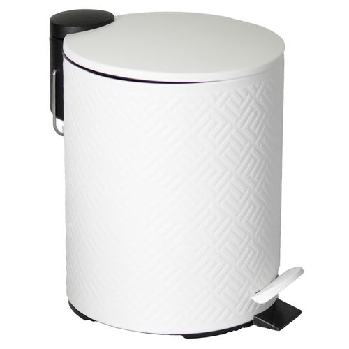 Lixeira de Metal Branca Paramount 5 Litros com Pedal e Cesto