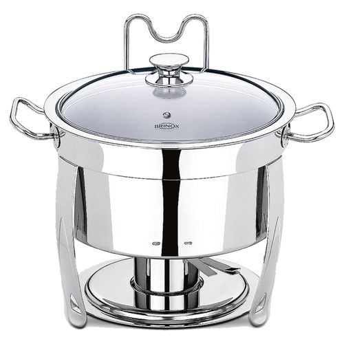 Rechaud Redondo Savoy 8 Brinox Litros com 6 Peças em Aço Inox