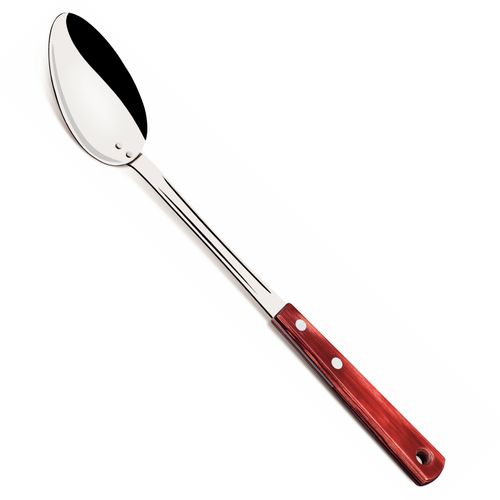 Colher para Arroz Polywood Tramontina em Aço Inox  Cabo Madeira Vermelho