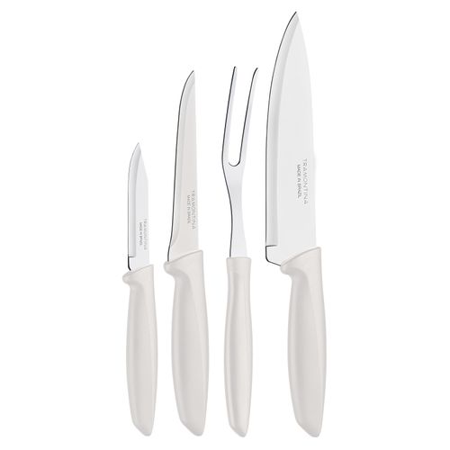 Jogo de Facas Plenus Tramontina com 4 Peças em Aço Inox Branco