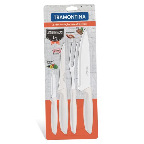 Jogo de Facas Plenus Tramontina com 4 Peças em Aço Inox Branco