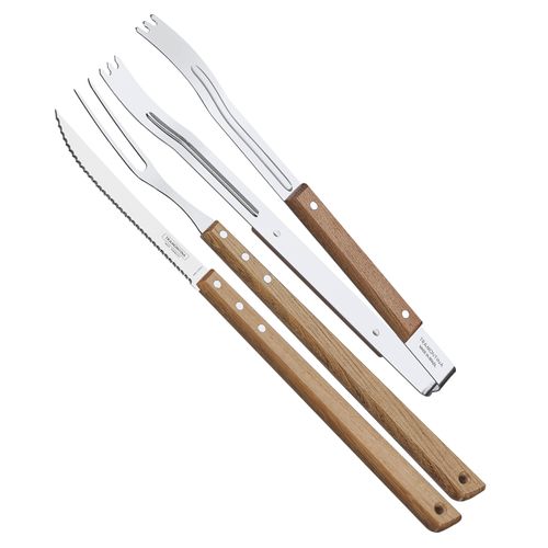 Kit para Churrasco Tramontina em Aço Inox com Pegador com 3 peças