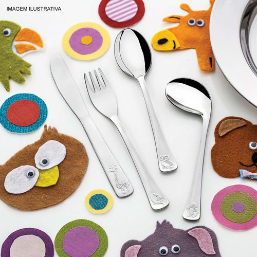 Jogo de Talheres Infantil Tramontina com 4 Peças em Aço Inox