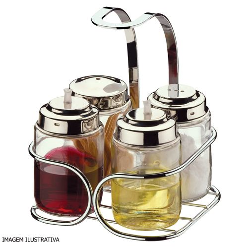 Galheteiro para Sal, Palito, Vinagre e Azeite 100 ml Future