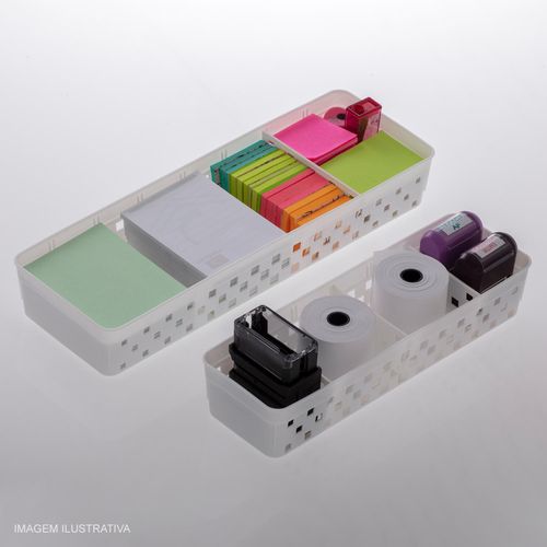 Organizador Quadratta 33x11x5 cm Branco com Divisória Paramount