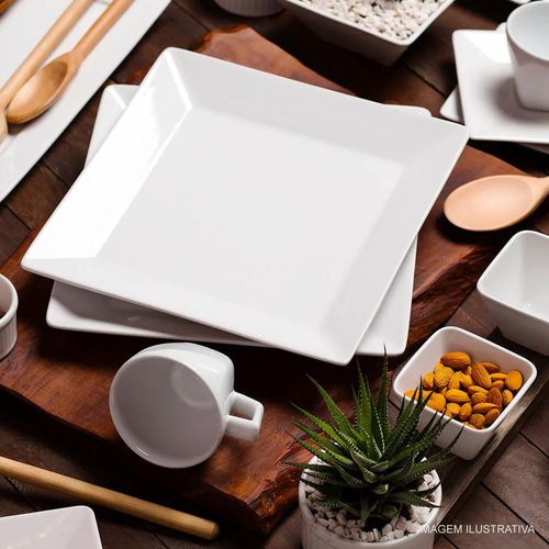 Prato Sobremesa Quartier Branco Quadrado Oxford 20,5 cm