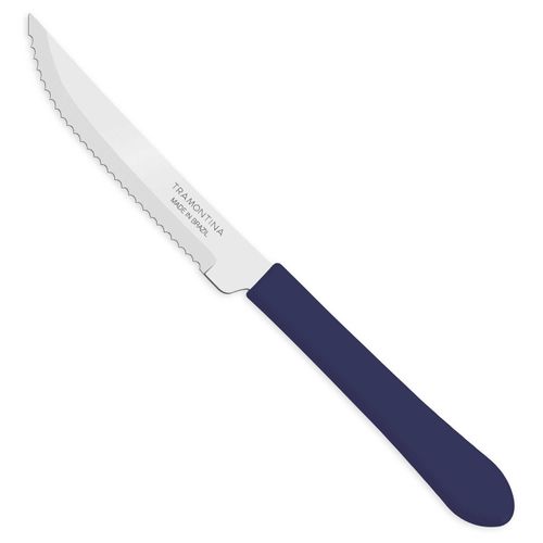 Faca de Churrasco Leme Tramontina em Aço Inox Azul