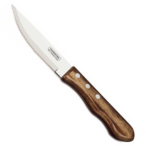 Faca de Churrasco Jumbo Polywood Tabaco 5" Tramontina em Aço Inox com Cabo de Madeira