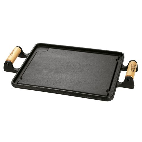Chapa Bifeteira em Ferro Fundido 30x25 cm com Alça de Madeira Fumil