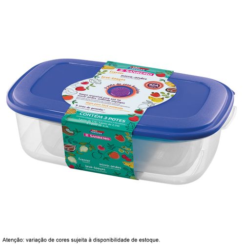 Conjunto de Potes Retangular Vac Freezer Sanremo com 3 Peças