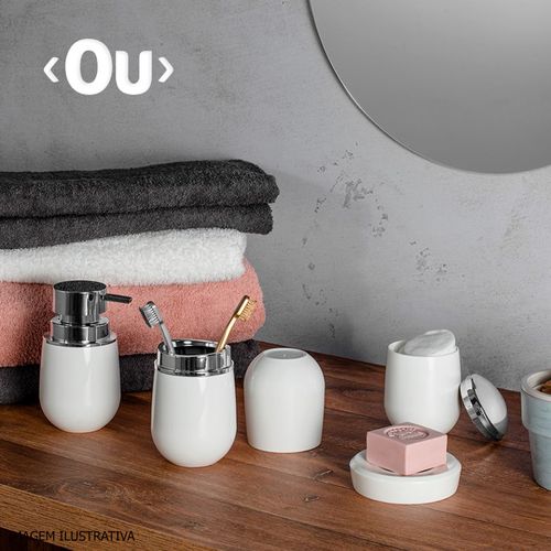 Porta Sabonete Líquido Cromo Belly OU 400 ml Branco