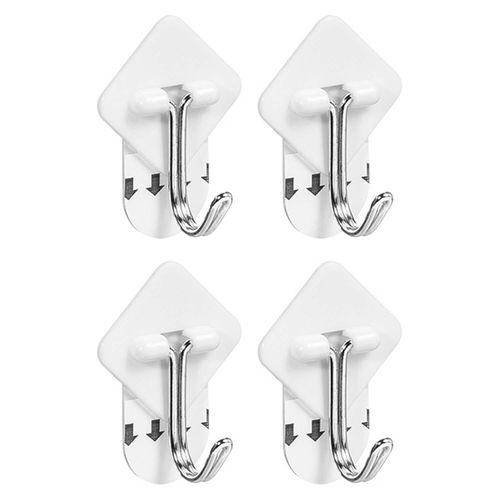 Gancho Multiuso com Adesivo Branco 4 Peças Ordene