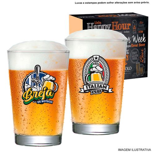 Conjunto de Copo Caldereta Happy Hour 300 ml com 2 Peças Ruvolo