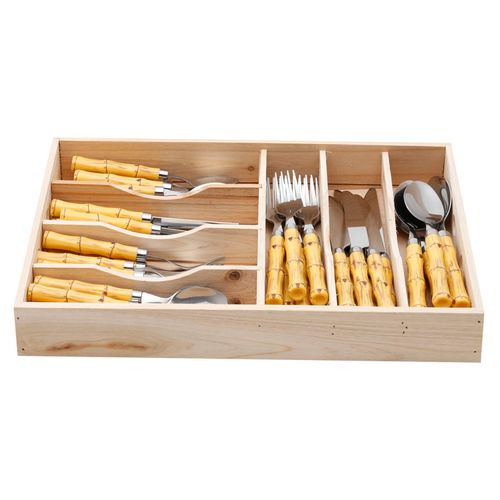 Faqueiro de Aço Inox com Cabo Plástico Bambu 42 peças Bon Gourmet