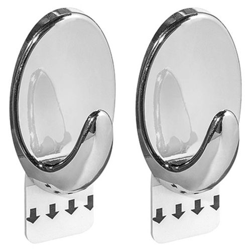 Gancho Oval Cromado com Adesivo M 2 Peças Ordene