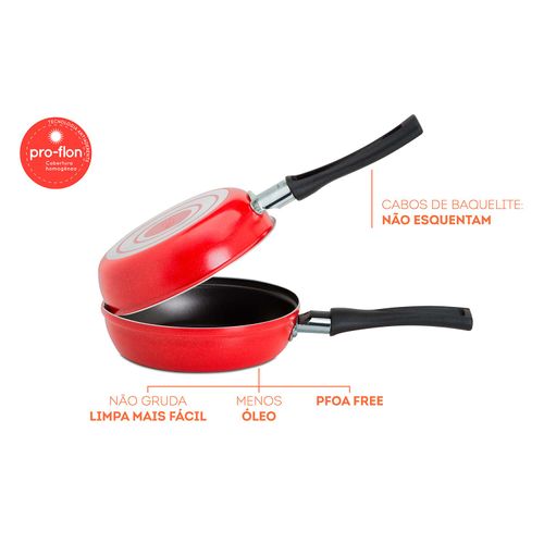 Omeleteira Garlic Brinox em Alumínio 18 cm Vermelho