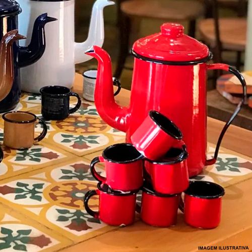 Caneca Esmaltado 70 ml Vermelha Ewel