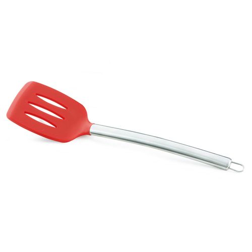 Espátula Vazada de Silicone Mimo Style 35 cm com Cabo em Aço Inox