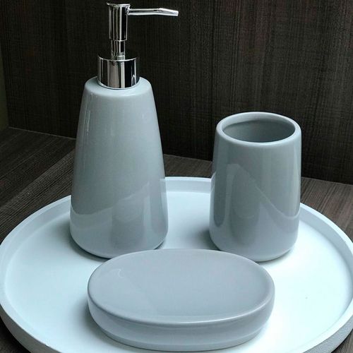 Conjunto para Banheiro Mimo Style 3 peças Cinza