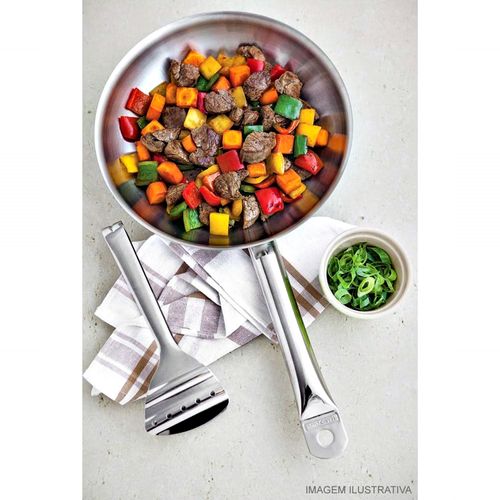 Frigideira Profissional Gourmet Tramontina em Aço Inox 26 cm sem Fundo Triplo