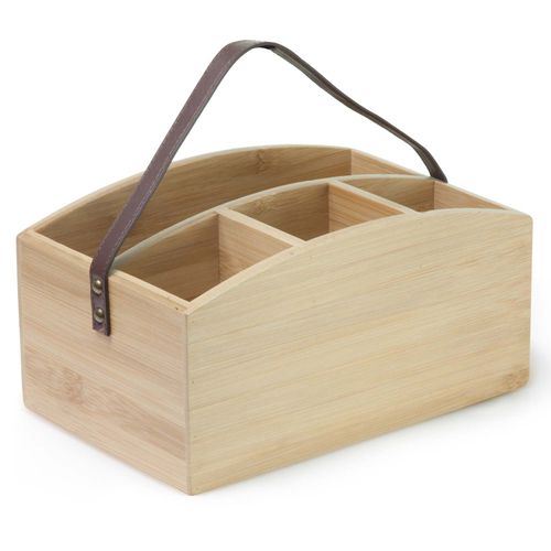 Porta Talheres Vertical Ecokitchen Mimo Style em Bambu com Alça de Couro