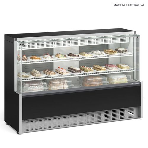 Balcão Vitrine Refrigerada Confeitaria Dupla Função GPEA-175R PR Gelopar Aurora 220v