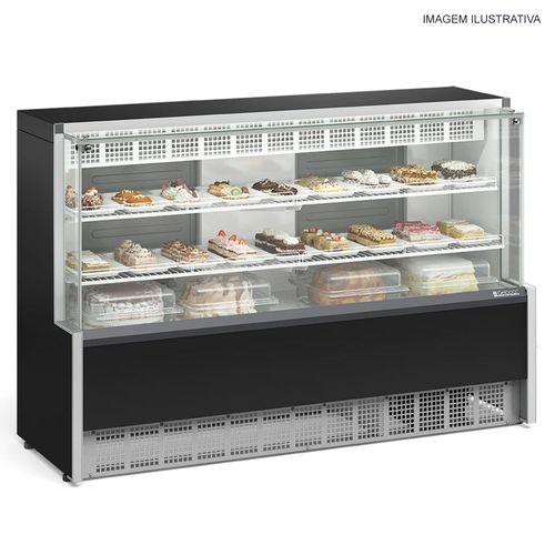 Balcão Vitrine Refrigerada Confeitaria Dupla Função GPEA-175R PR Gelopar Aurora 127v