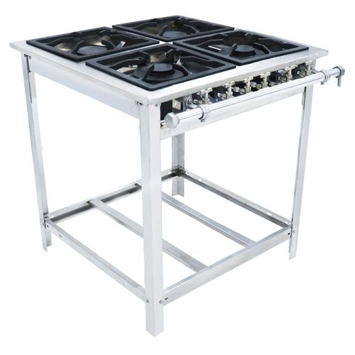 Fogão Industrial EI4D2E Venâncio 4 Bocas 2 Queimadores Duplos Gn Inox Linha Extra