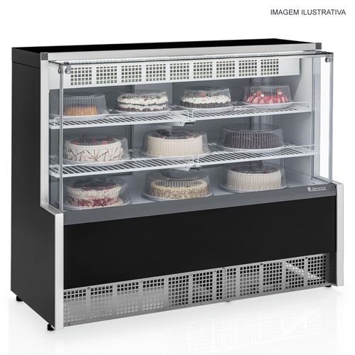 Balcão Vitrine Refrigerada Aurora para Confeitaria GPEA-140R PR Dupla Ação Gelopar Preto 127v