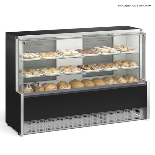 Balcão Vitrine Neutra Aurora MPNA-175R PR Gelopar Preto Bivolt