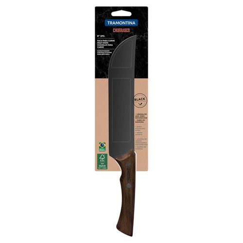 Faca para Carne Churrasco Black 8" Tramontina em Aço Inox