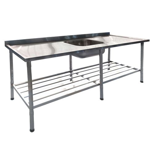 Mesa em Aço Inox  Imeca 200x70 cm com 1 Cuba 60x50x25 cm