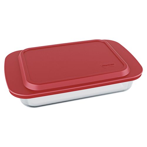 Assadeira Refratária Retangular Marinex Funda 5 Litros com Tampa