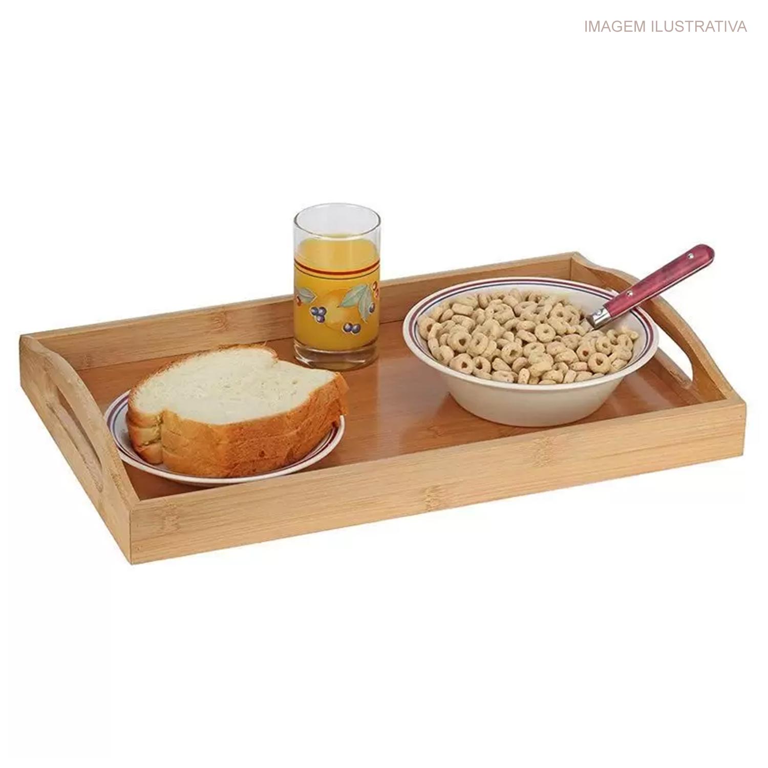 Bandeja Retangular Ecokitchen Mimo Style em Bambu 40x25x5 cm