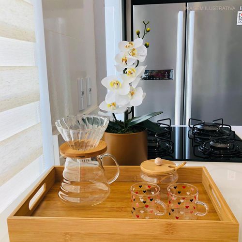 Bandeja Retangular Ecokitchen Mimo Style em Bambu 40x25x5 cm