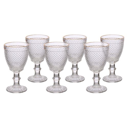 Jogo de Taça para Água Hauskraft 320 ml Borda Dourada com 6 Peças