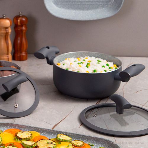 Caçarola Antiaderente Hércules 20 cm com Indução 2,5 Litros Cinza
