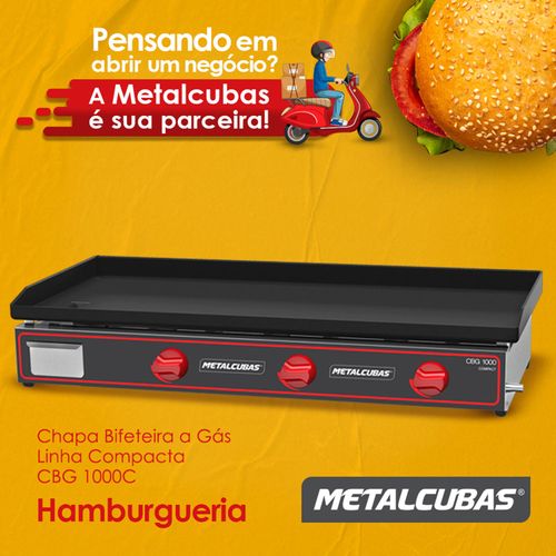 Chapa Bifeteira a Gás Compact CBG1000 Metalcubas 100 cm