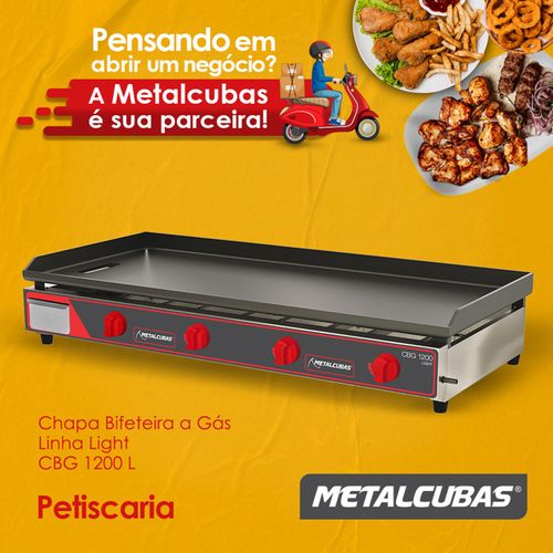 Chapa Bifeteira a Gás Compact CBG1000 Metalcubas 120 cm