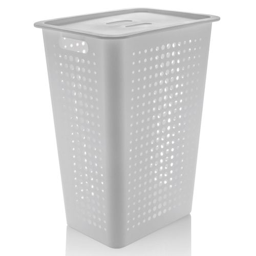 Cesto de Roupas Branco 47 Litros com Tampa OU